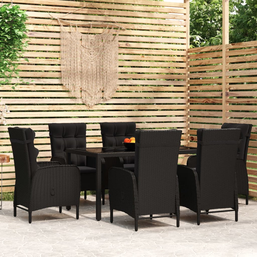 vidaXL Salon de jardin à dîner 7 pcs Résine tressée Noir