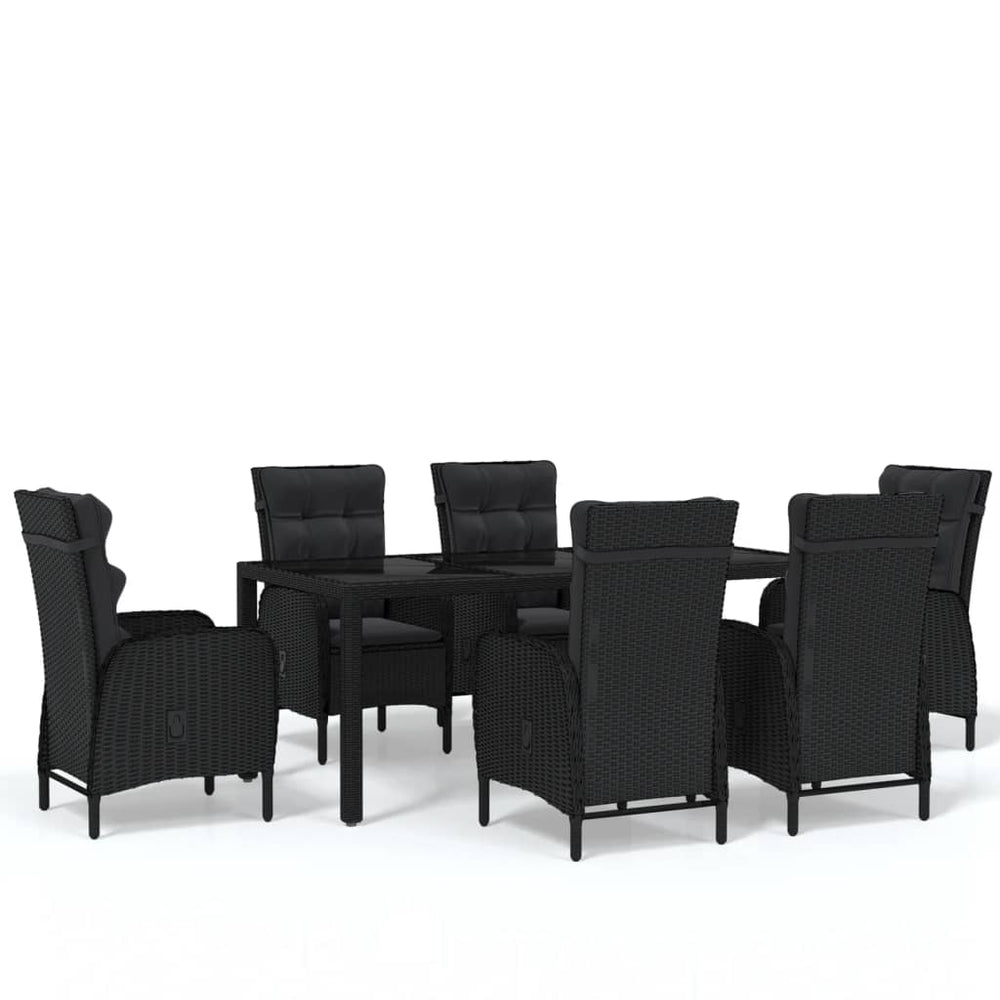 vidaXL Salon de jardin à dîner 7 pcs Résine tressée Noir