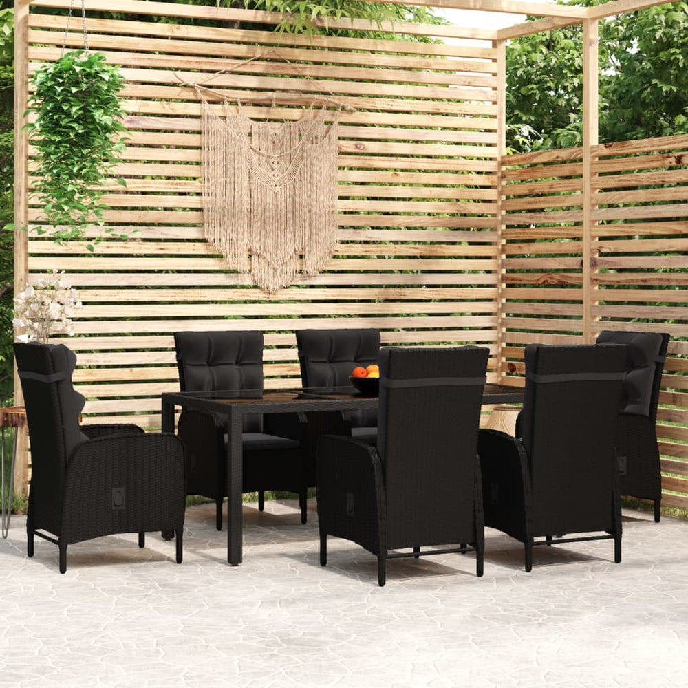 vidaXL Salon de jardin à dîner 7 pcs Résine tressée Noir