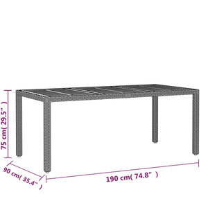 7-tlg. Garten-Essgruppe Poly Rattan Schwarz