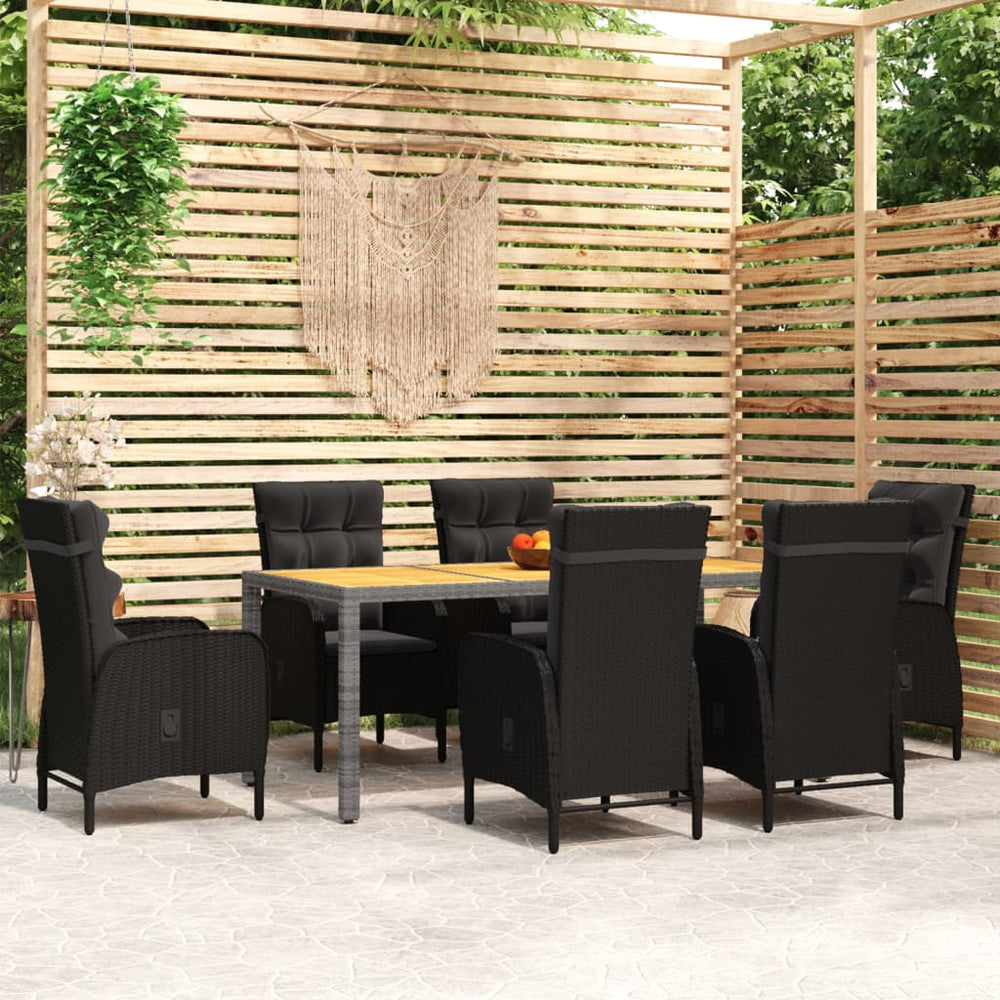 vidaXL Salon de jardin à dîner 7 pcs Résine tressée Noir
