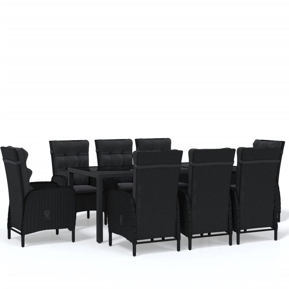 vidaXL Ensemble de salle à manger de jardin 9 pcs Résine tressée Noir