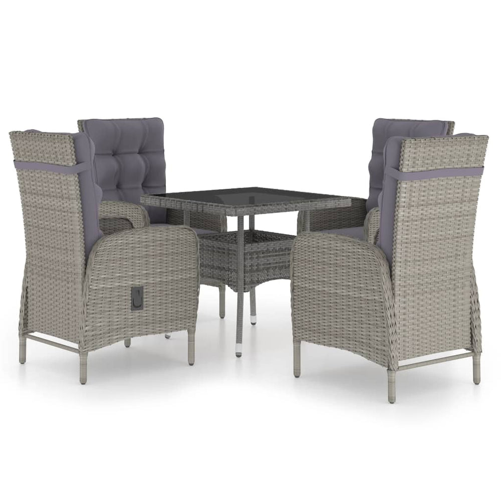 vidaXL Ensemble de salle à manger de jardin 5 pcs en résine tressée et verre Gris