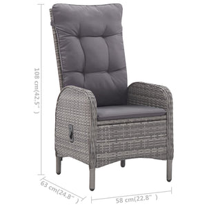 5-tlg. Garten-Essgruppe Poly Rattan und Glas Grau