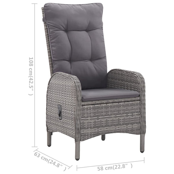 5-tlg. Garten-Essgruppe Poly Rattan und Glas Grau