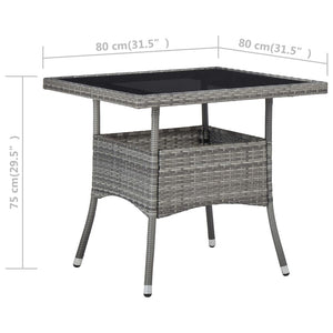 5-tlg. Garten-Essgruppe Poly Rattan und Glas Grau