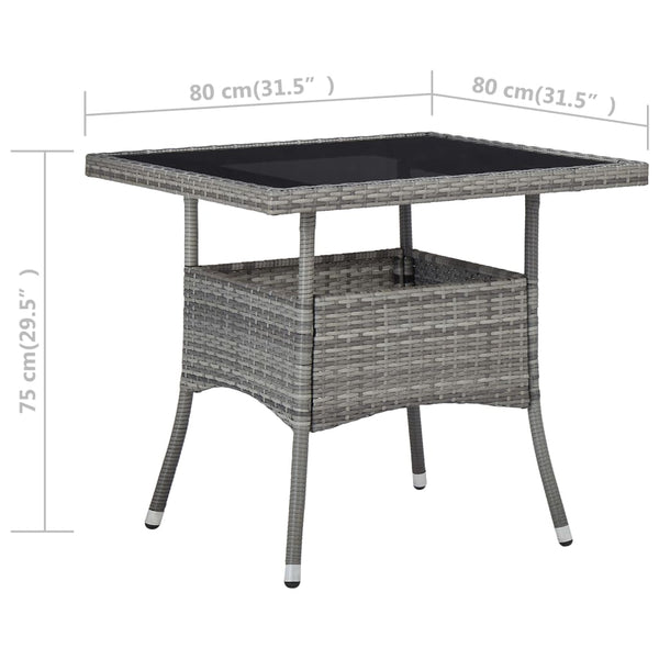 5-tlg. Garten-Essgruppe Poly Rattan und Glas Grau