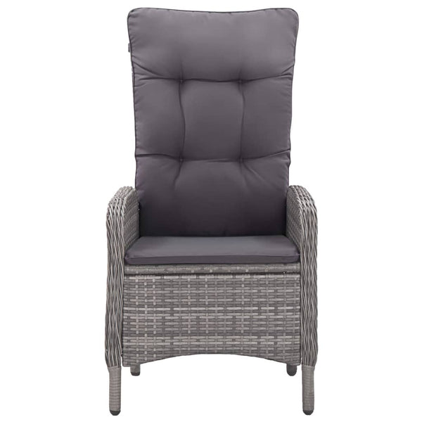 5-tlg. Garten-Essgruppe Poly Rattan und Glas Grau