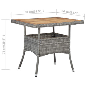 5-tlg. Garten-Essgruppe Poly Rattan und Akazienholz Grau