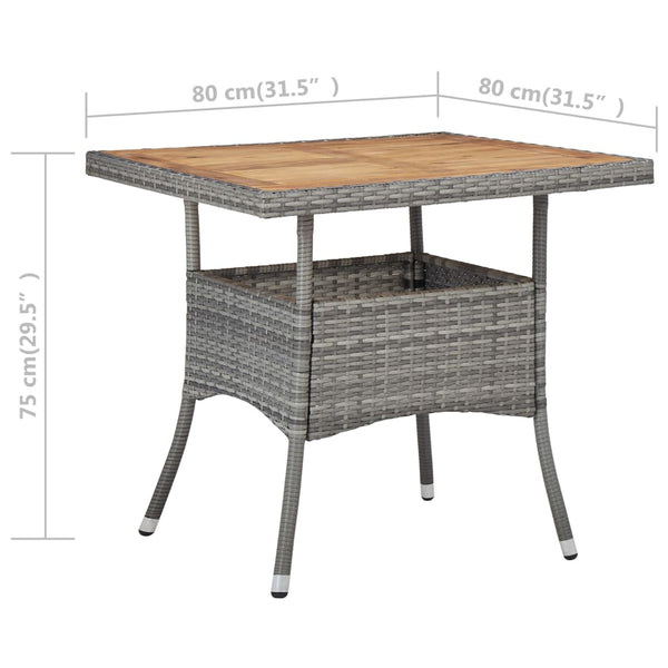 5-tlg. Garten-Essgruppe Poly Rattan und Akazienholz Grau