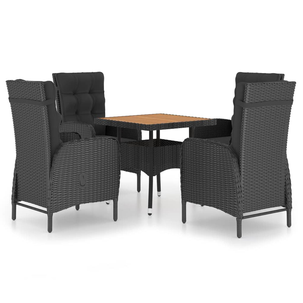 vidaXL Salle à manger de jardin 5 pcs Résine tressée et bois d'acacia Noir