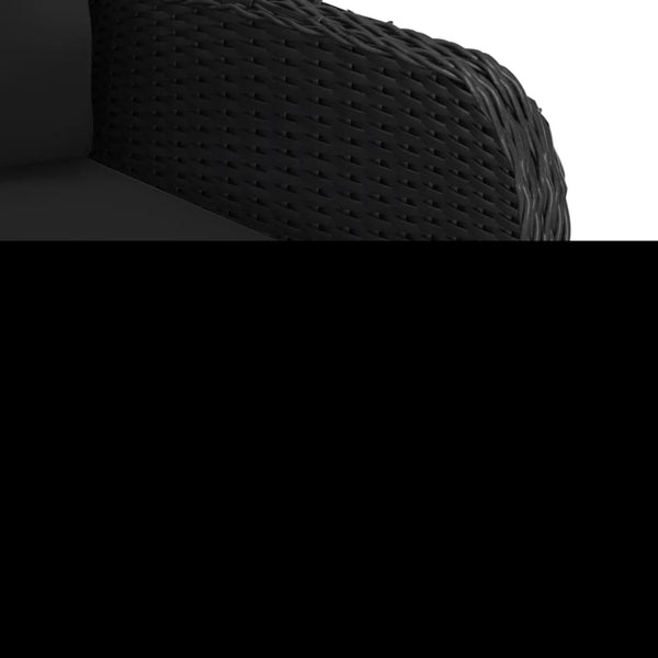 5-tlg. Garten-Essgruppe Poly Rattan und Akazienholz Schwarz