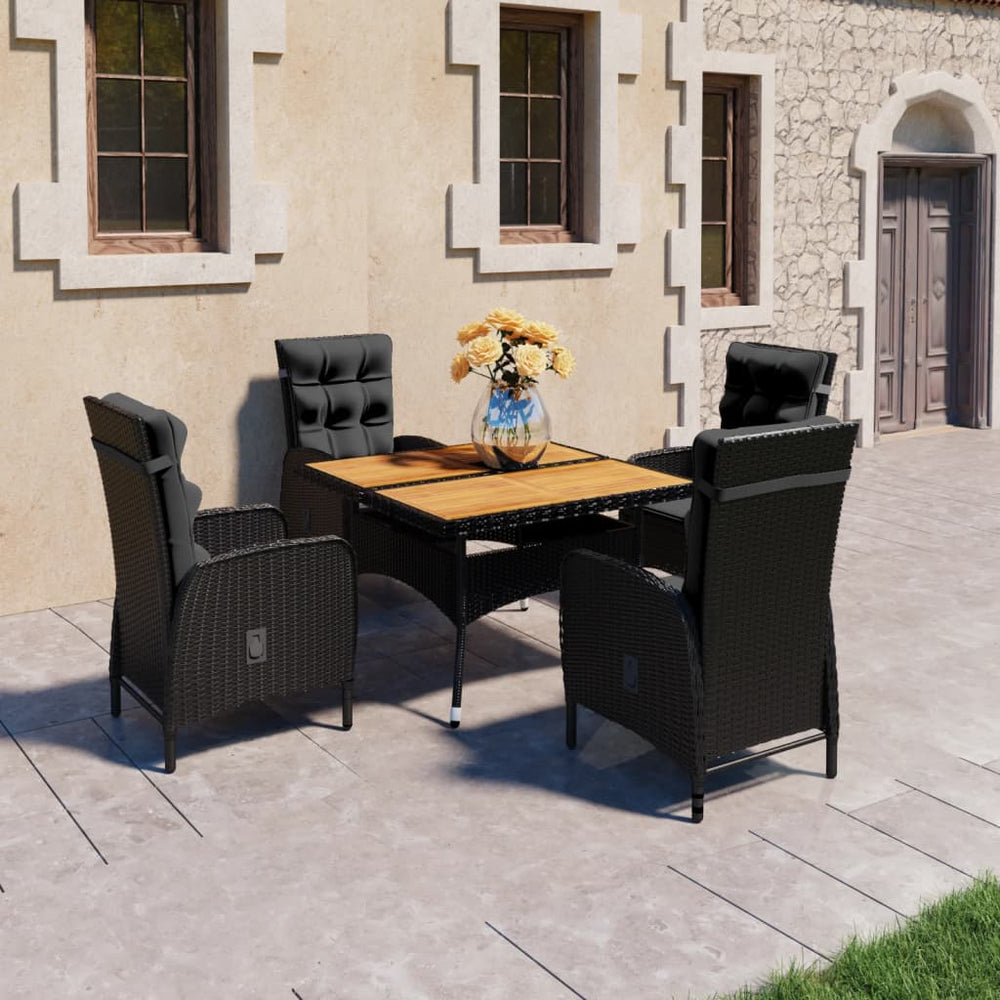 vidaXL Salle à manger de jardin 5 pcs Résine tressée et bois d'acacia Noir