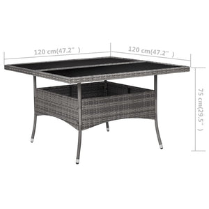 9-tlg. Garten-Essgruppe Poly Rattan und Glas Grau