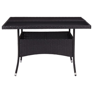 9-tlg. Garten-Essgruppe Poly Rattan und Glas Schwarz