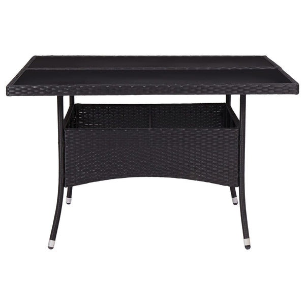 9-tlg. Garten-Essgruppe Poly Rattan und Glas Schwarz