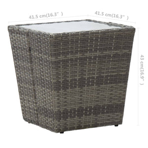 3-tlg. Bistro-Set Poly Rattan und Glas Grau