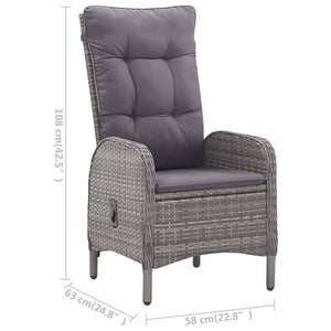 3-tlg. Bistro-Set Poly Rattan und Akazienholz Grau