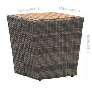 3-tlg. Bistro-Set Poly Rattan und Akazienholz Grau