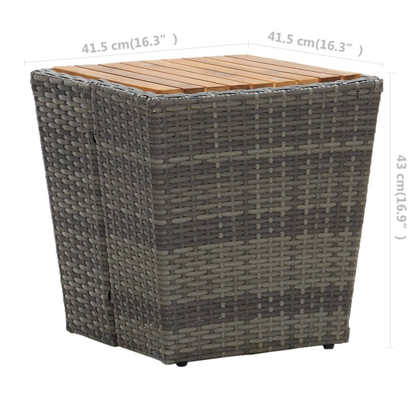 3-tlg. Bistro-Set Poly Rattan und Akazienholz Grau