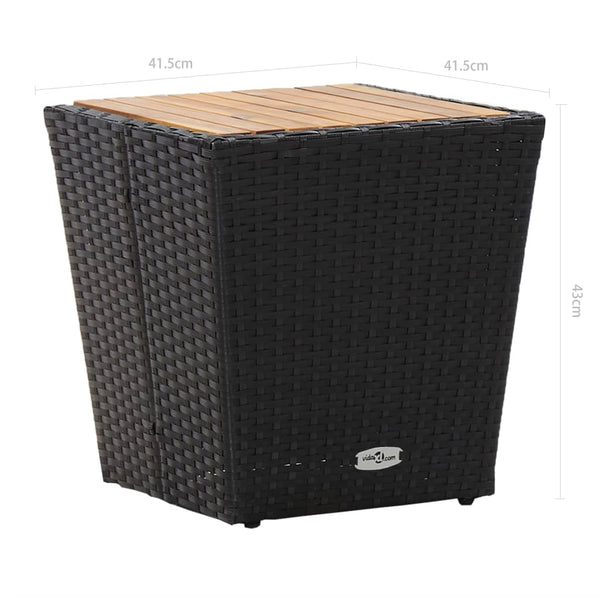3-tlg. Bistro-Set Poly Rattan und Akazienholz Schwarz