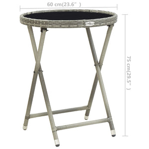 3-tlg. Bistro-Set Poly Rattan und Glas Grau