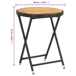 3-tlg. Bistro-Set Poly-Rattan und Akazienholz Schwarz