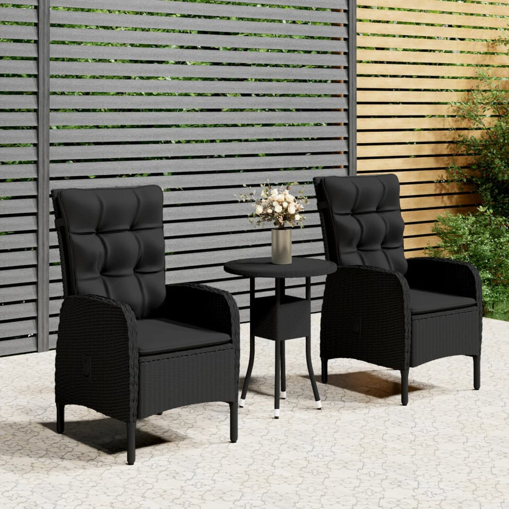 vidaXL Ensemble de bistro de jardin 3 pièces en résine tressée Noir