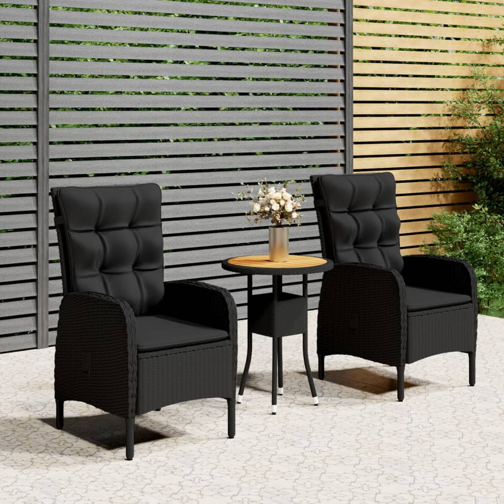 vidaXL Ensemble de bistro de jardin 3 pièces en résine tressée Noir