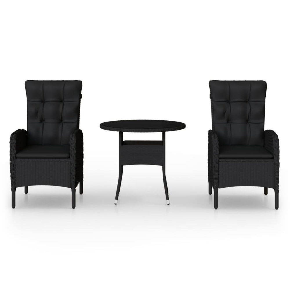 vidaXL Ensemble de bistro de jardin 3 pièces en résine tressée Noir