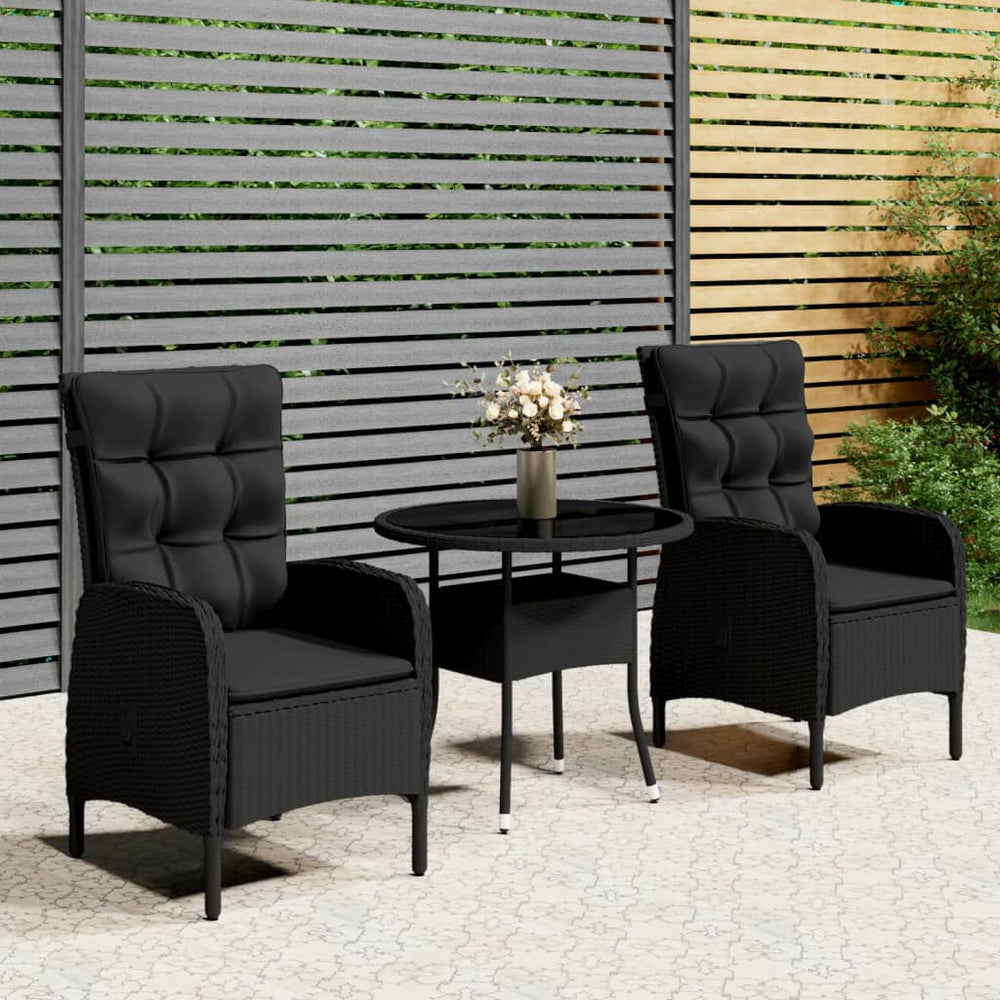 vidaXL Ensemble de bistro de jardin 3 pièces en résine tressée Noir