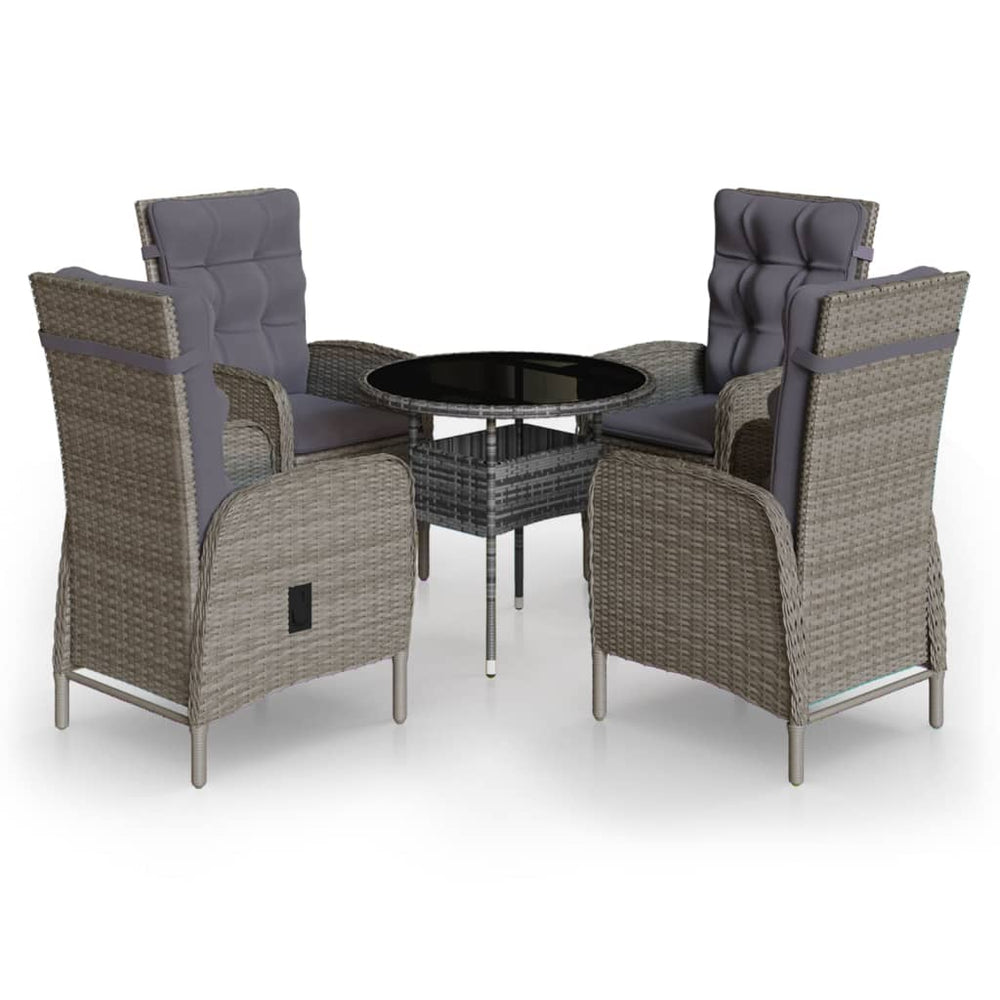 vidaXL Ensemble bistrot de jardin 5 pcs Résine tressée Gris