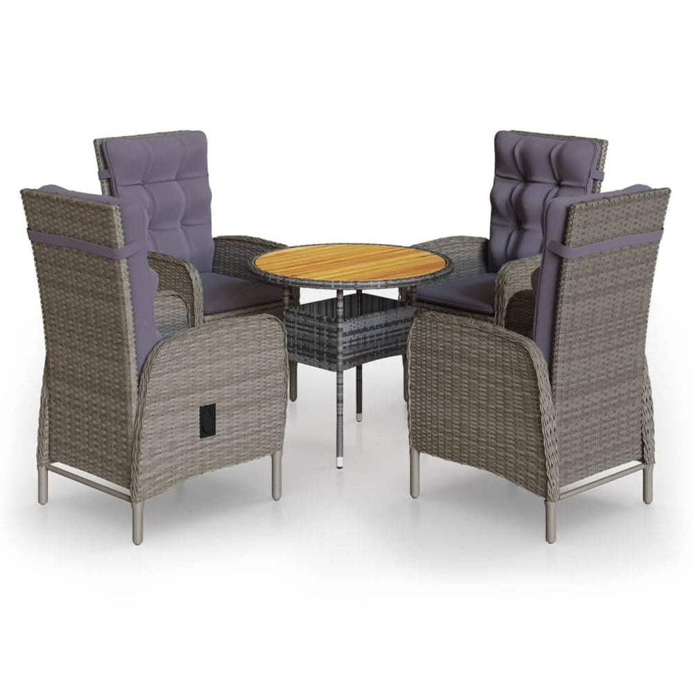 vidaXL Ensemble bistrot de jardin 5 pcs Résine tressée Gris