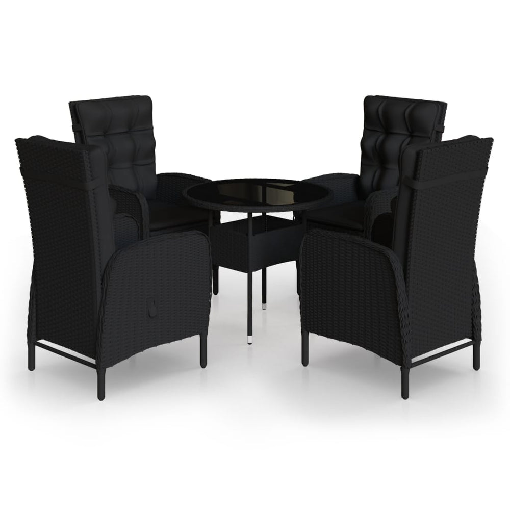 vidaXL Ensemble de bistrot 5 pcs en résine tressée noir
