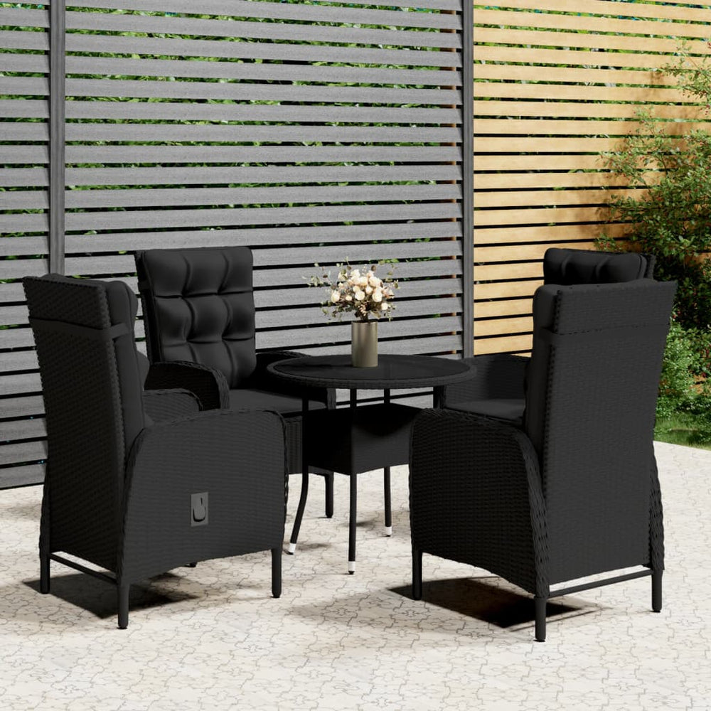 vidaXL Ensemble de bistrot 5 pcs en résine tressée noir