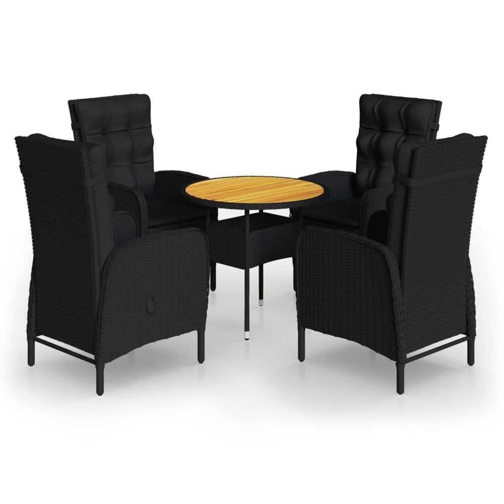 vidaXL Ensemble de bistrot 5 pcs en résine tressée noir