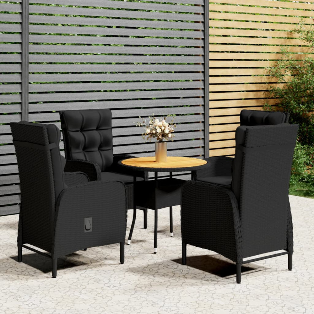 vidaXL Ensemble de bistrot 5 pcs en résine tressée noir