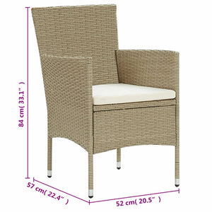 11-tlg. Garten-Essgruppe Poly Rattan Beige
