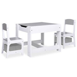 Kindertisch mit 2 Stühlen, Weiß MDF