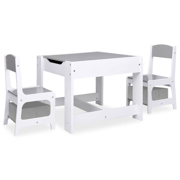 Kindertisch mit 2 Stühlen, Weiß MDF