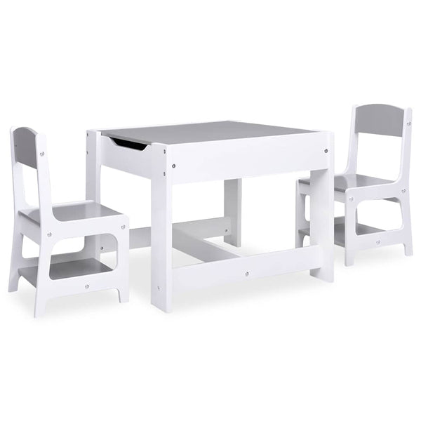 Kindertisch mit 2 Stühlen, Weiß MDF