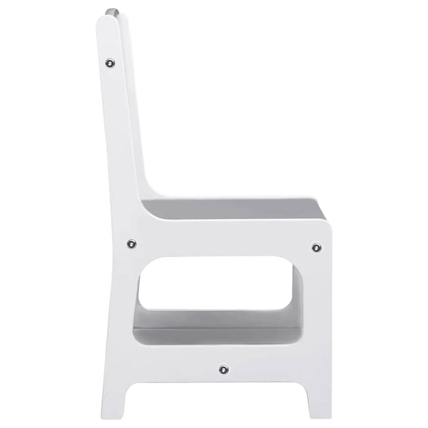 Kindertisch mit 2 Stühlen, Weiß MDF