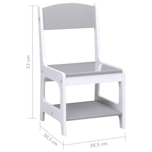 Kindertisch mit 2 Stühlen, Weiß MDF