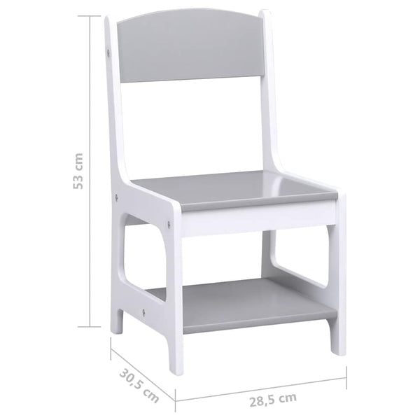 Kindertisch mit 2 Stühlen, Weiß MDF