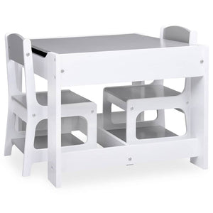 Kindertisch mit 2 Stühlen, Weiß MDF