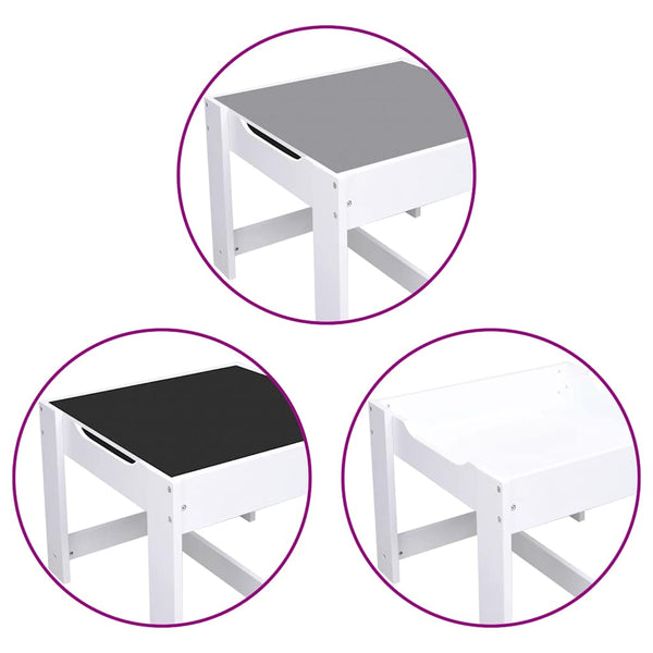 Kindertisch mit 2 Stühlen, Weiß MDF