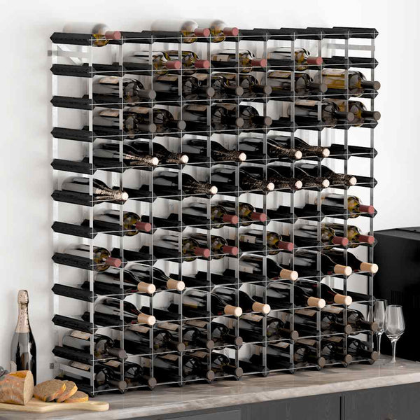 Weinregal für 120 Flaschen, Schwarz Kiefernholz