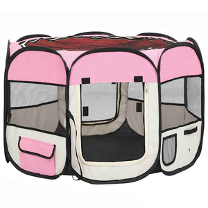 vidaXL Parc pour chiots pliable avec sac de transport Rose 90x90x58 cm
