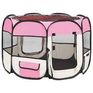 vidaXL Parc pour chiots pliable avec sac de transport Rose 90x90x58 cm