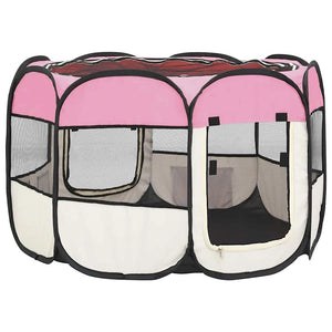 vidaXL Parc pour chiots pliable avec sac de transport Rose 90x90x58 cm